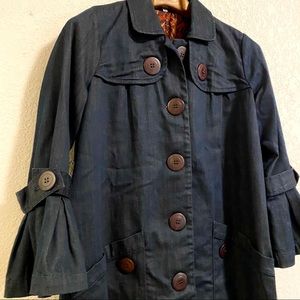 7 For All Mankind Denim Long Button Down Coat L